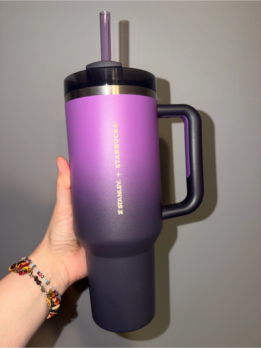 Stanley x Starbucks Overseas Purple Ombre Tumbler with accessory